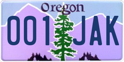 OR license plate 001JAK