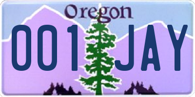 OR license plate 001JAY