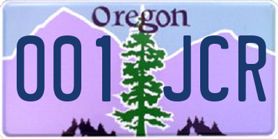 OR license plate 001JCR