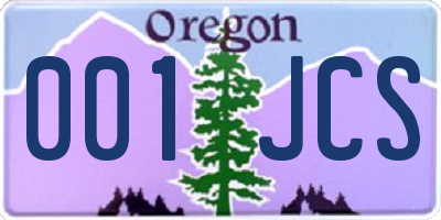 OR license plate 001JCS