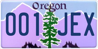 OR license plate 001JEX