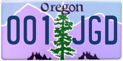 OR license plate 001JGD
