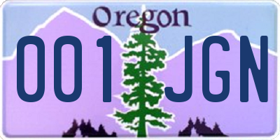 OR license plate 001JGN