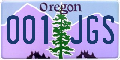 OR license plate 001JGS