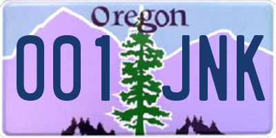 OR license plate 001JNK