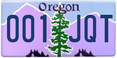 OR license plate 001JQT