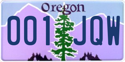 OR license plate 001JQW