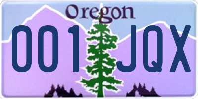 OR license plate 001JQX