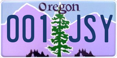OR license plate 001JSY