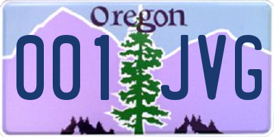 OR license plate 001JVG