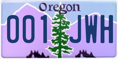 OR license plate 001JWH