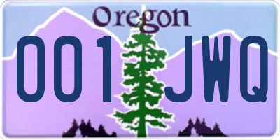 OR license plate 001JWQ