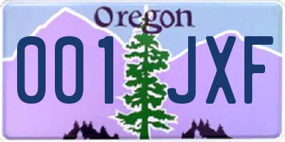 OR license plate 001JXF