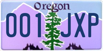 OR license plate 001JXP