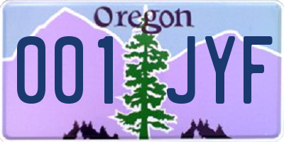 OR license plate 001JYF