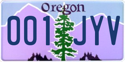 OR license plate 001JYV