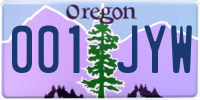 OR license plate 001JYW