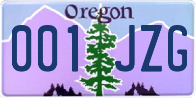 OR license plate 001JZG