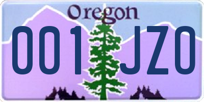 OR license plate 001JZO