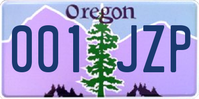 OR license plate 001JZP