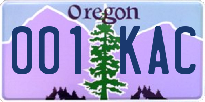 OR license plate 001KAC