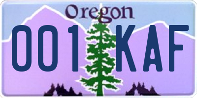 OR license plate 001KAF