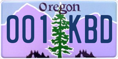 OR license plate 001KBD