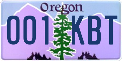 OR license plate 001KBT