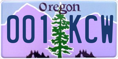 OR license plate 001KCW