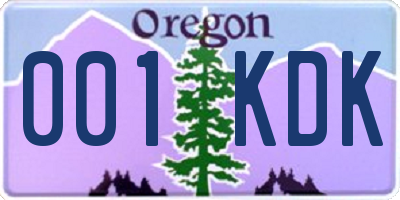 OR license plate 001KDK