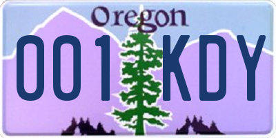 OR license plate 001KDY