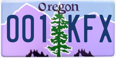 OR license plate 001KFX