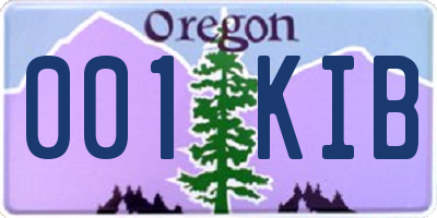 OR license plate 001KIB