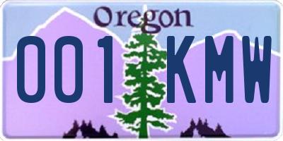 OR license plate 001KMW