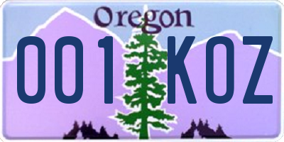 OR license plate 001KOZ
