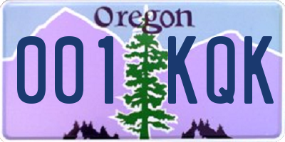 OR license plate 001KQK