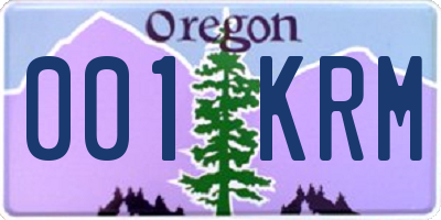 OR license plate 001KRM