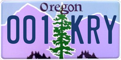 OR license plate 001KRY