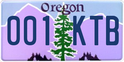 OR license plate 001KTB