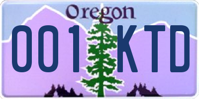 OR license plate 001KTD