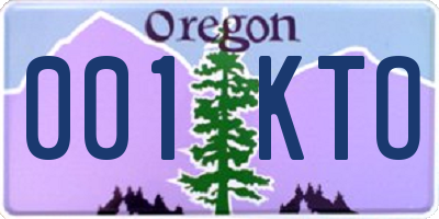 OR license plate 001KTO