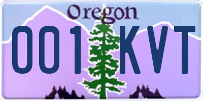 OR license plate 001KVT