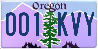 OR license plate 001KVY