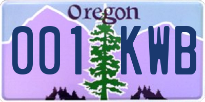 OR license plate 001KWB