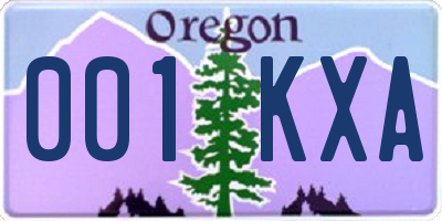 OR license plate 001KXA