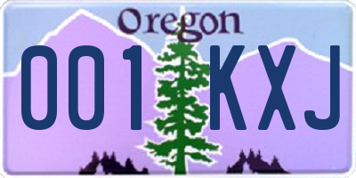 OR license plate 001KXJ