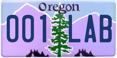 OR license plate 001LAB