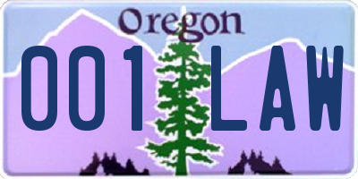 OR license plate 001LAW