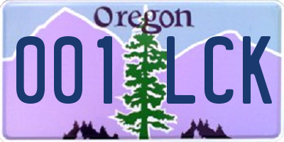 OR license plate 001LCK