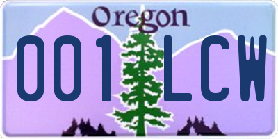OR license plate 001LCW